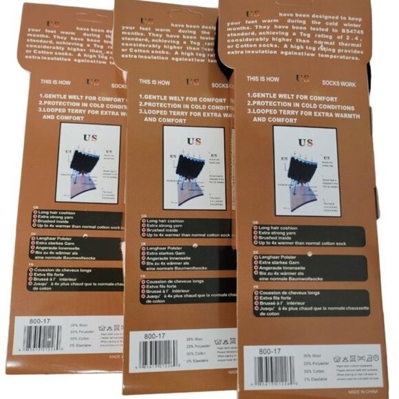 Women's Lamb Wool Socks, Warm Winter Hiking Merino Lamb Wool Socks,  3-Pairs NWT - Picture 2 of 4